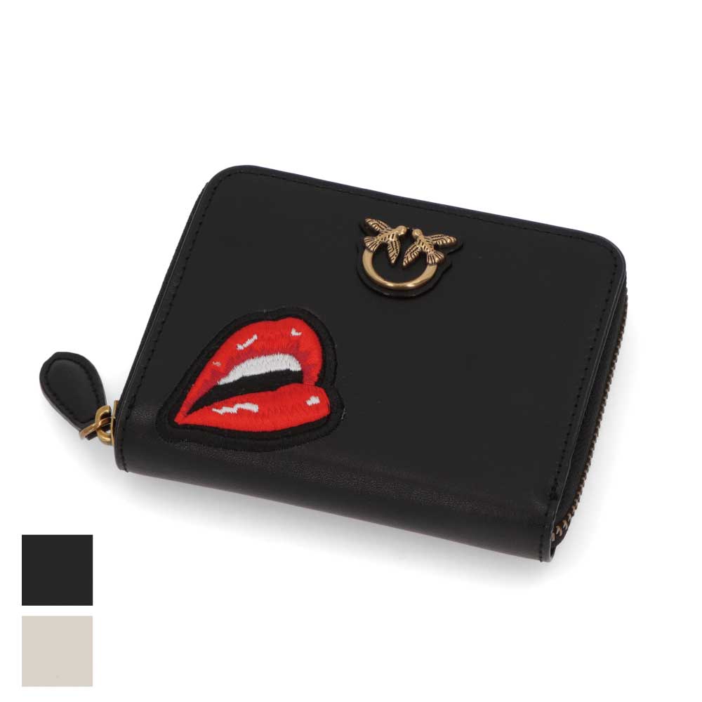 PINKO  ホワイト ブラック ミニ ラウンド 小銭入れ付き 1G2061-Y82K