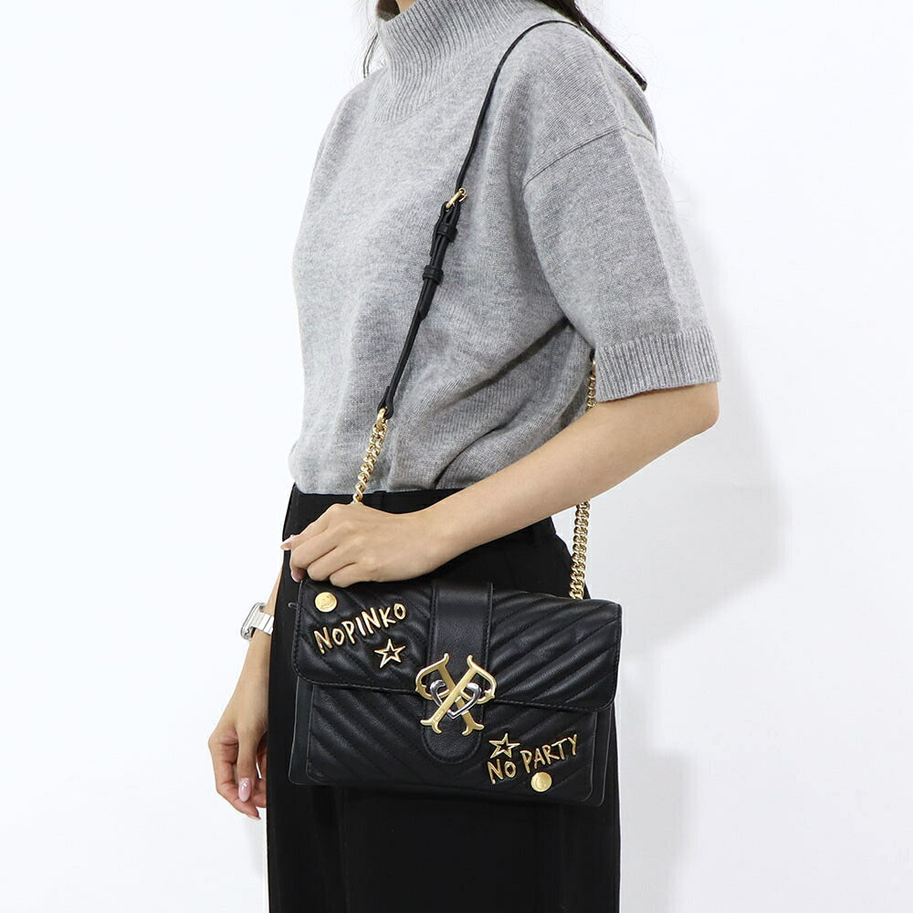 PINKO ショルダーバッグ ブラック レザー 1P22GB-Y7GE