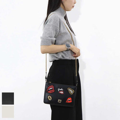 PINKO ショルダーバッグ ホワイト ブラック ポーチ 1G205Z-Y82K