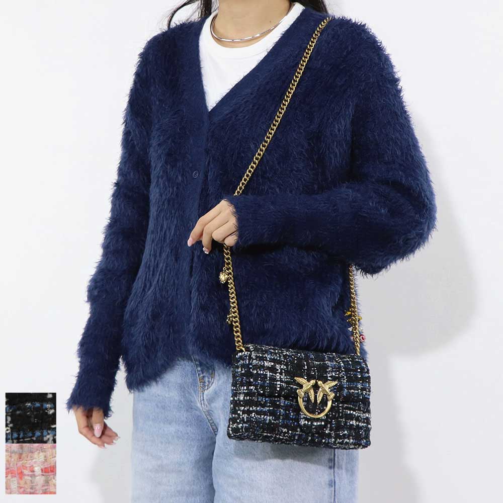 PINKO ショルダーバッグ ネイビー ピンク チェック 1P22WC-A03N