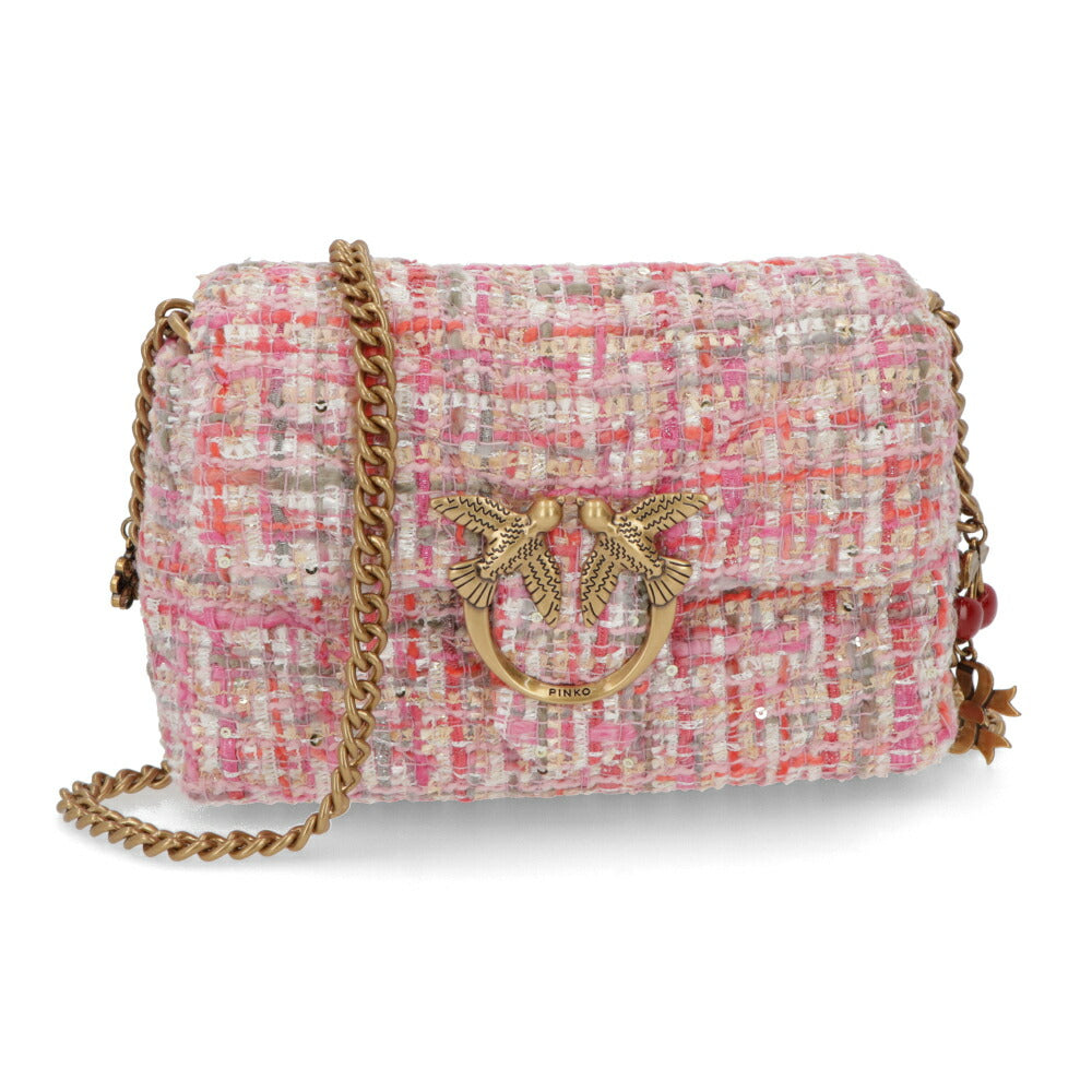 PINKO ショルダーバッグ ネイビー ピンク チェック 1P22WC-A03N