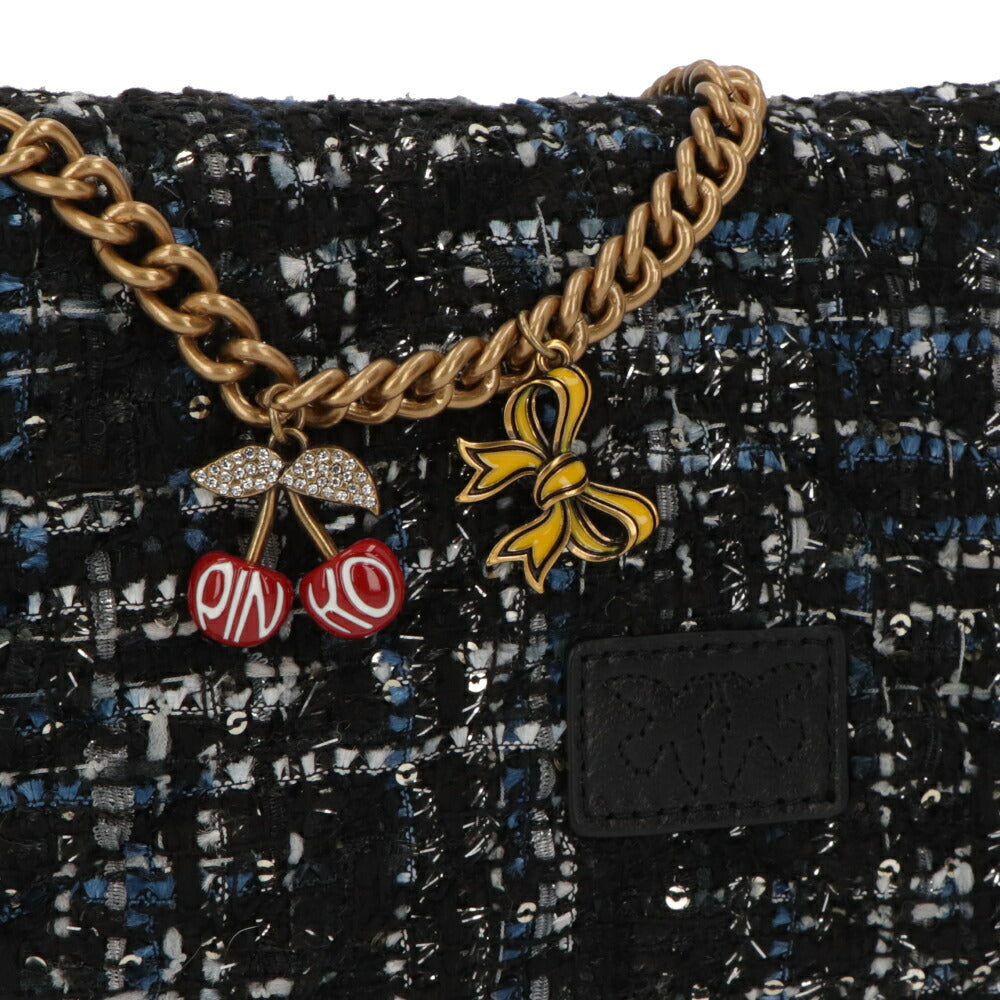 PINKO ショルダーバッグ ネイビー ピンク チェック 1P22WC-A03N