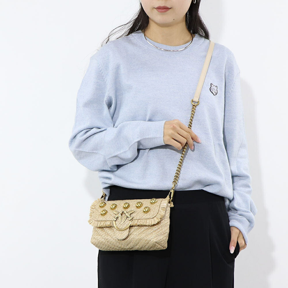 PINKO ショルダーバッグ ベージュ ラフィア風 1P22LL-Y7YY