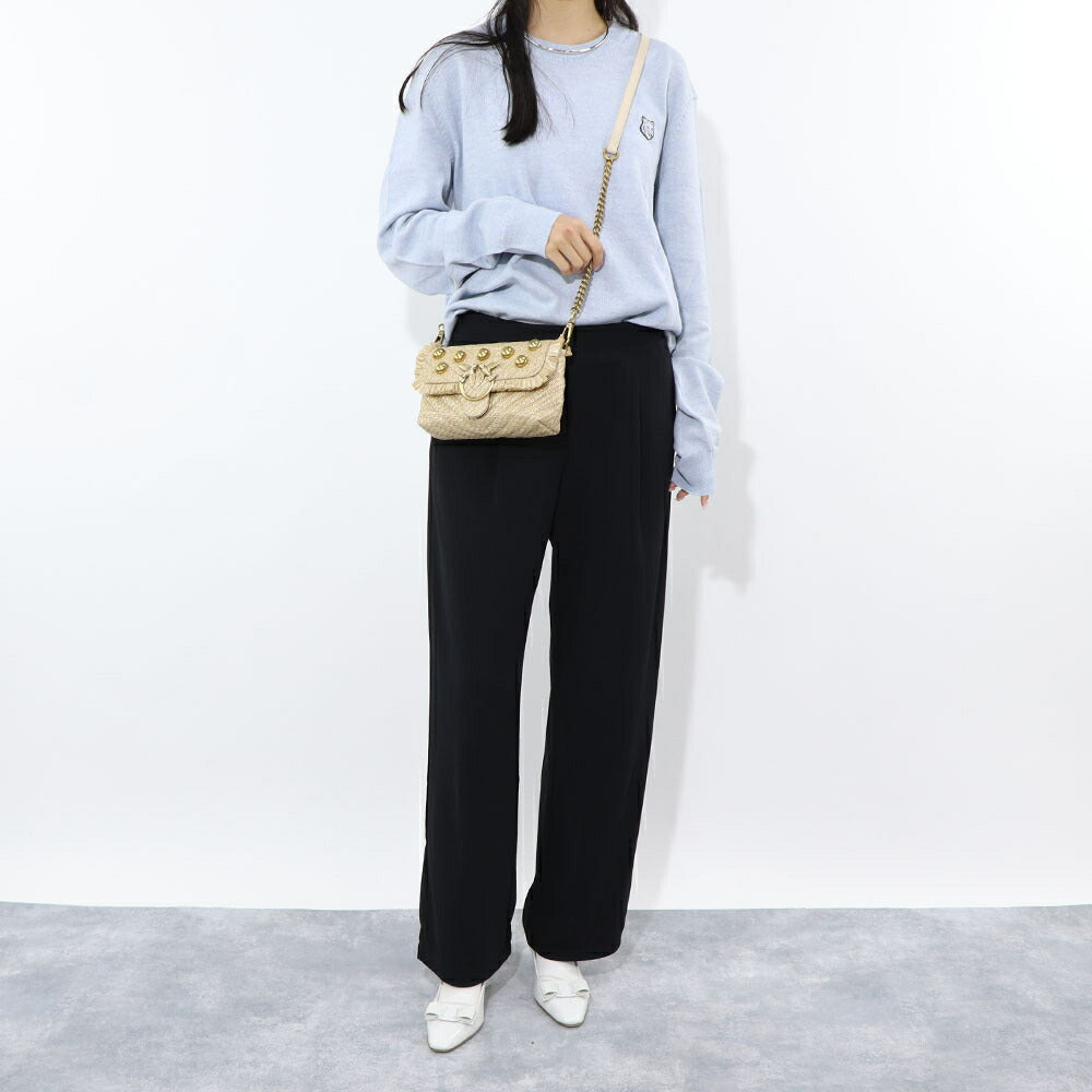PINKO ショルダーバッグ ベージュ ラフィア風 1P22LL-Y7YY
