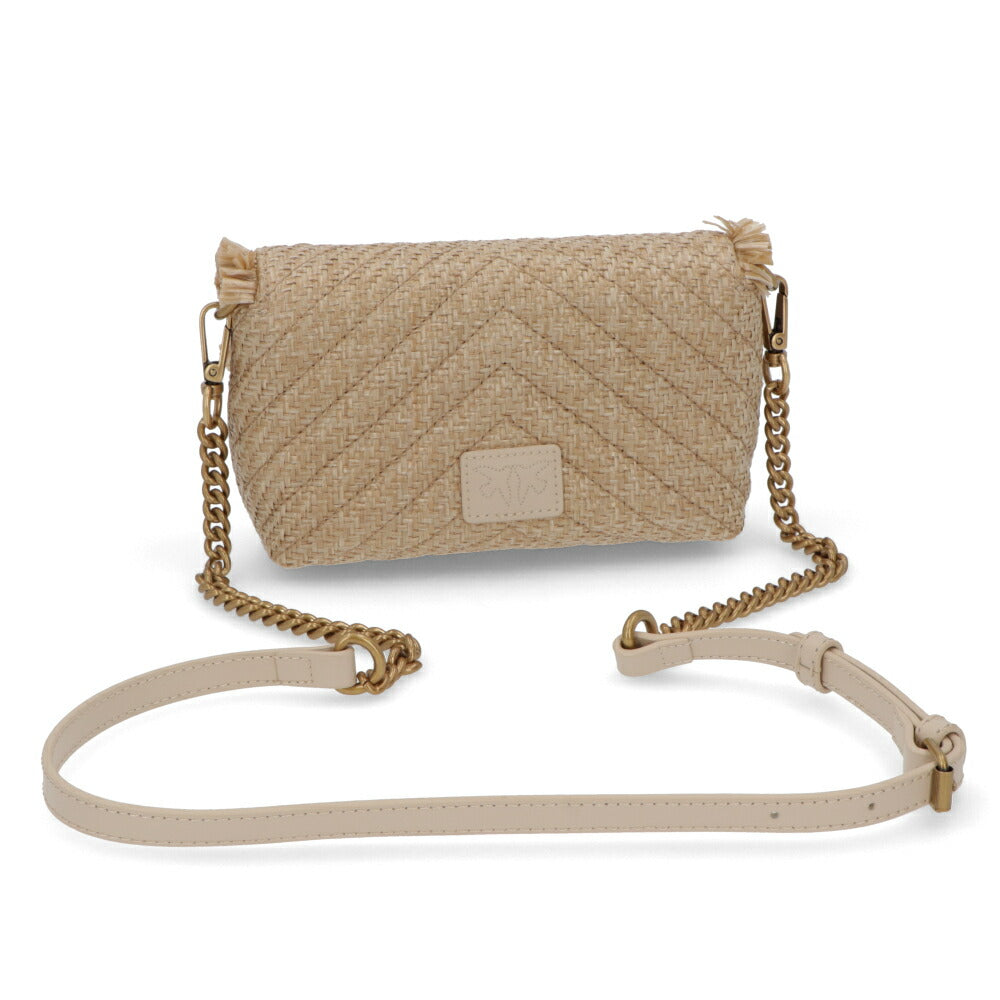 PINKO ショルダーバッグ ベージュ ラフィア風 1P22LL-Y7YY