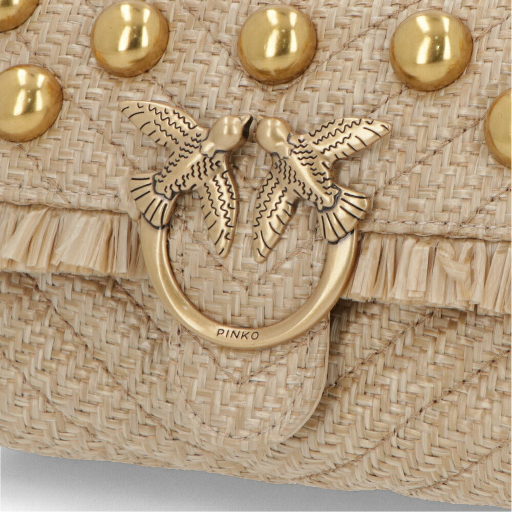 PINKO ショルダーバッグ ベージュ ラフィア風 1P22LL-Y7YY