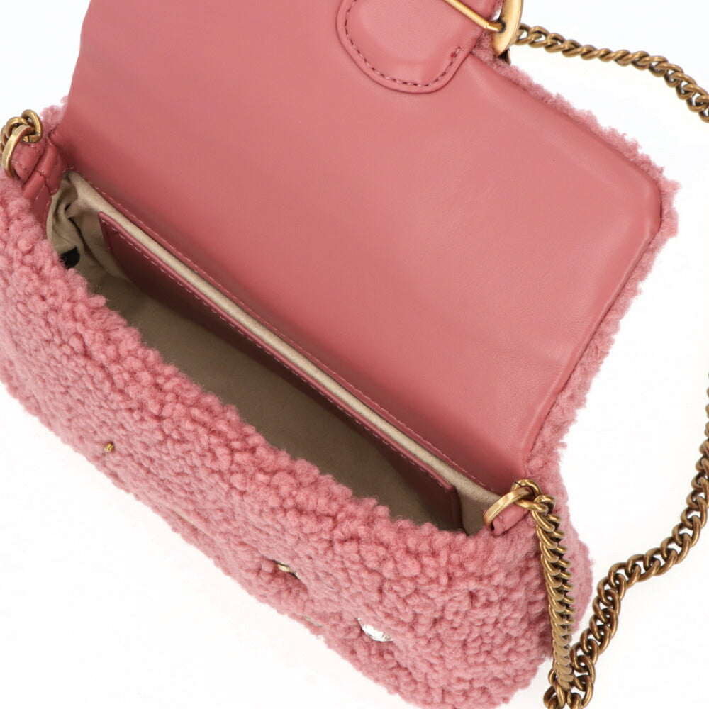 PINKO ショルダーバッグ ピンク ブラック もこもこ 1P22SS-Y1XQ