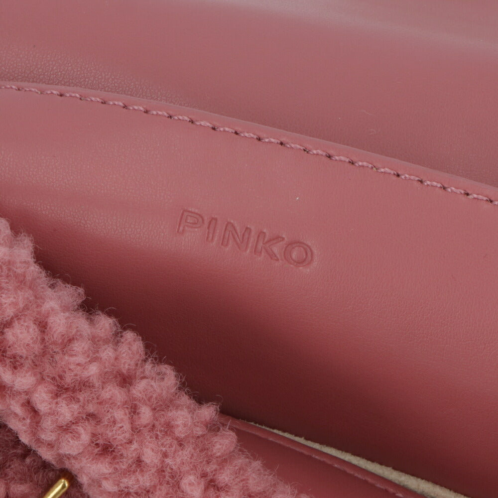 PINKO ショルダーバッグ ピンク ブラック もこもこ 1P22SS-Y1XQ