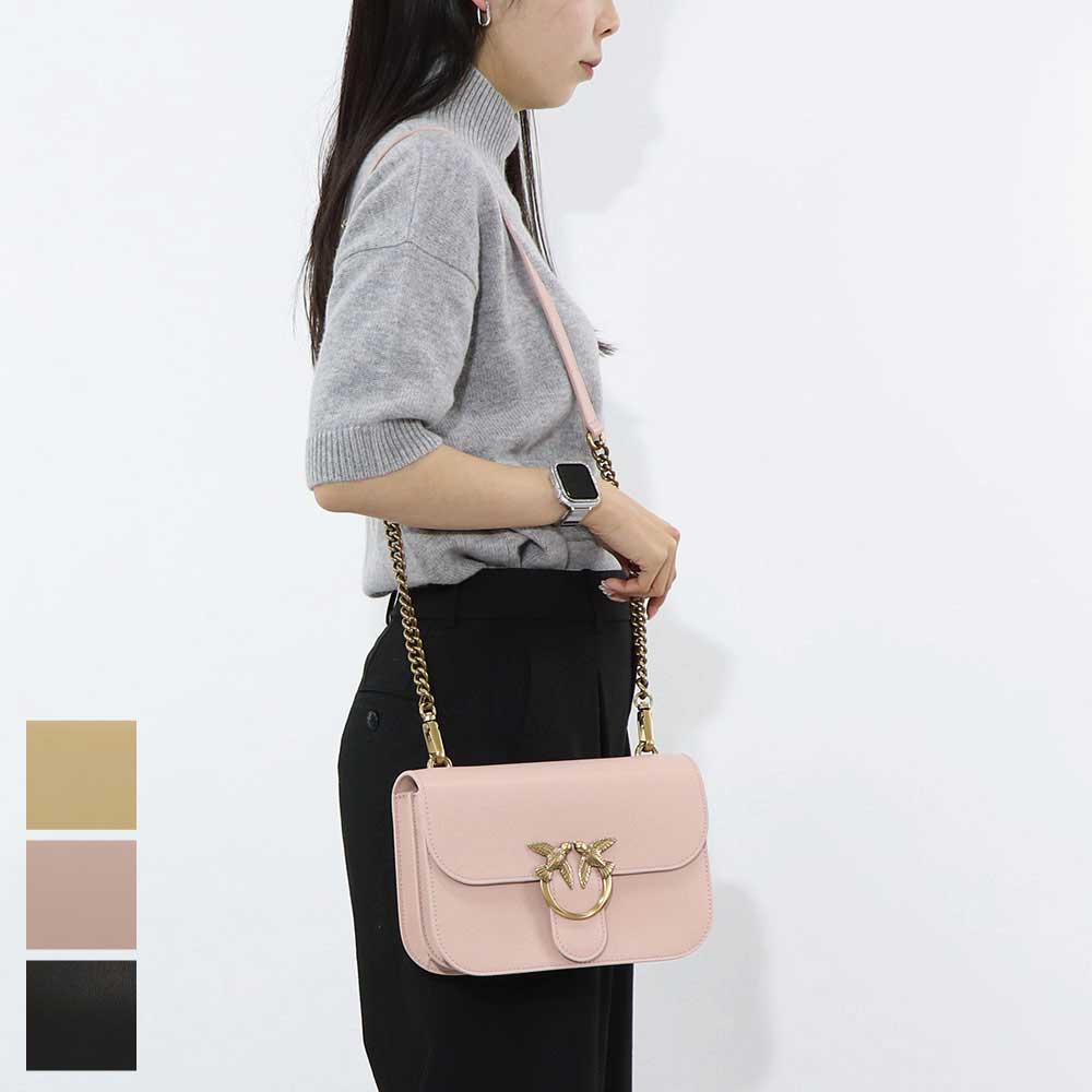 PINKO ショルダーバッグ ベージュ ピンク ブラック 1P22L1-Y7SP