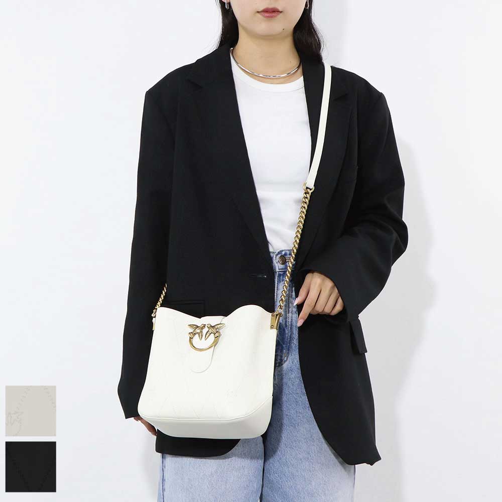 PINKO ショルダーバッグ ホワイト ブラック 1P22L3-Y81J