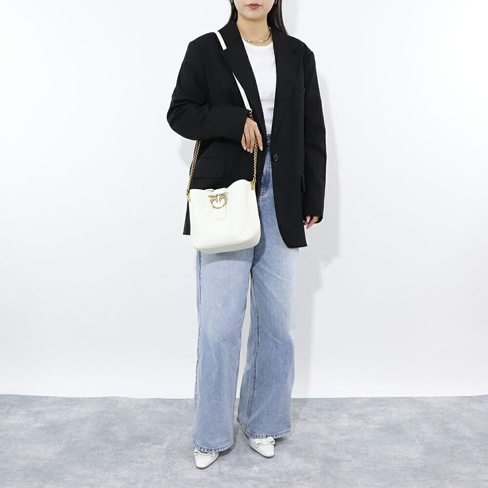 PINKO ショルダーバッグ ホワイト ブラック 1P22L3-Y81J