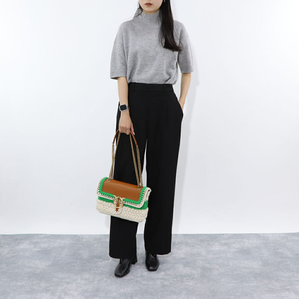 PINKO ショルダーバッグ ブラウン ファブリック レザー  1P22NW-Y81N