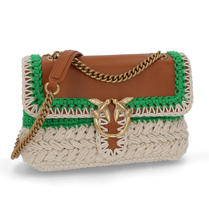 PINKO ショルダーバッグ ブラウン ファブリック レザー  1P22NW-Y81N