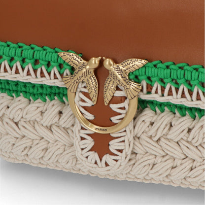 PINKO ショルダーバッグ ブラウン ファブリック レザー  1P22NW-Y81N