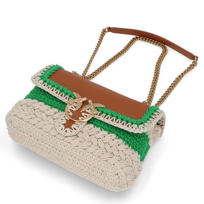 PINKO ショルダーバッグ ブラウン ファブリック レザー  1P22NW-Y81N