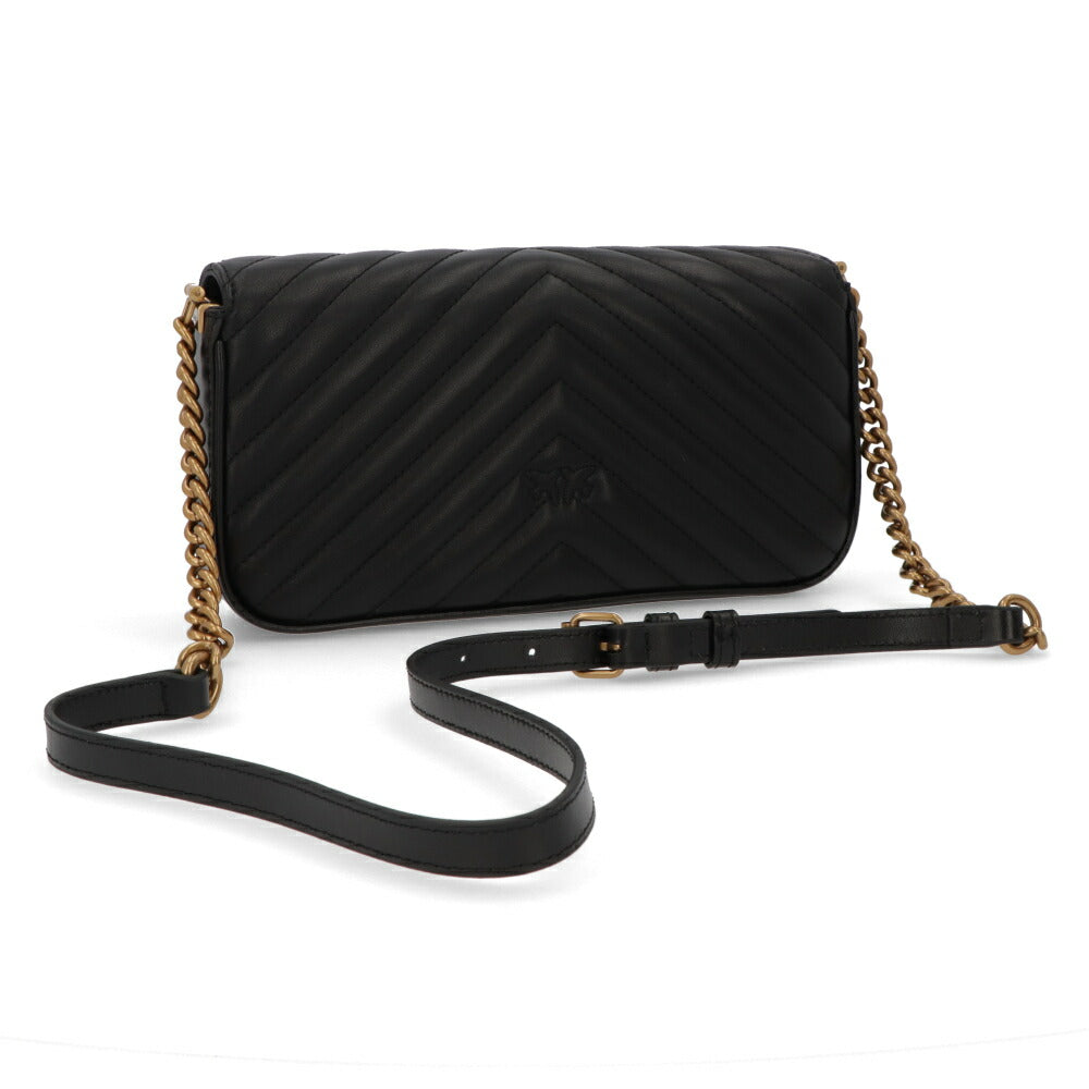 PINKO ショルダーバッグ グレー ブラック レザー 1P22VU-A04S