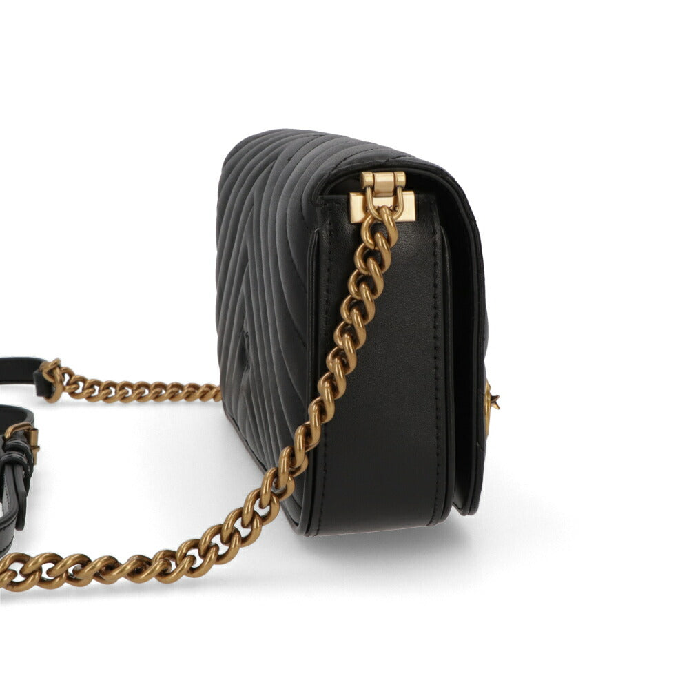 PINKO ショルダーバッグ グレー ブラック レザー 1P22VU-A04S