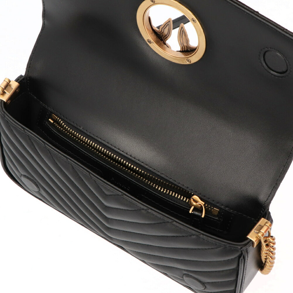 PINKO ショルダーバッグ グレー ブラック レザー 1P22VU-A04S