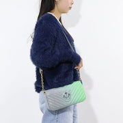 PINKO ショルダーバッグ グレー×グリーン レザー 1P22Y6-A06R