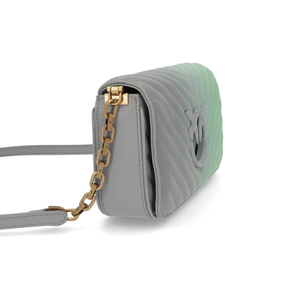 PINKO ショルダーバッグ グレー×グリーン レザー 1P22Y6-A06R