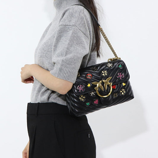 PINKO ショルダーバッグ ブラック レザー キルティング 100044-A125