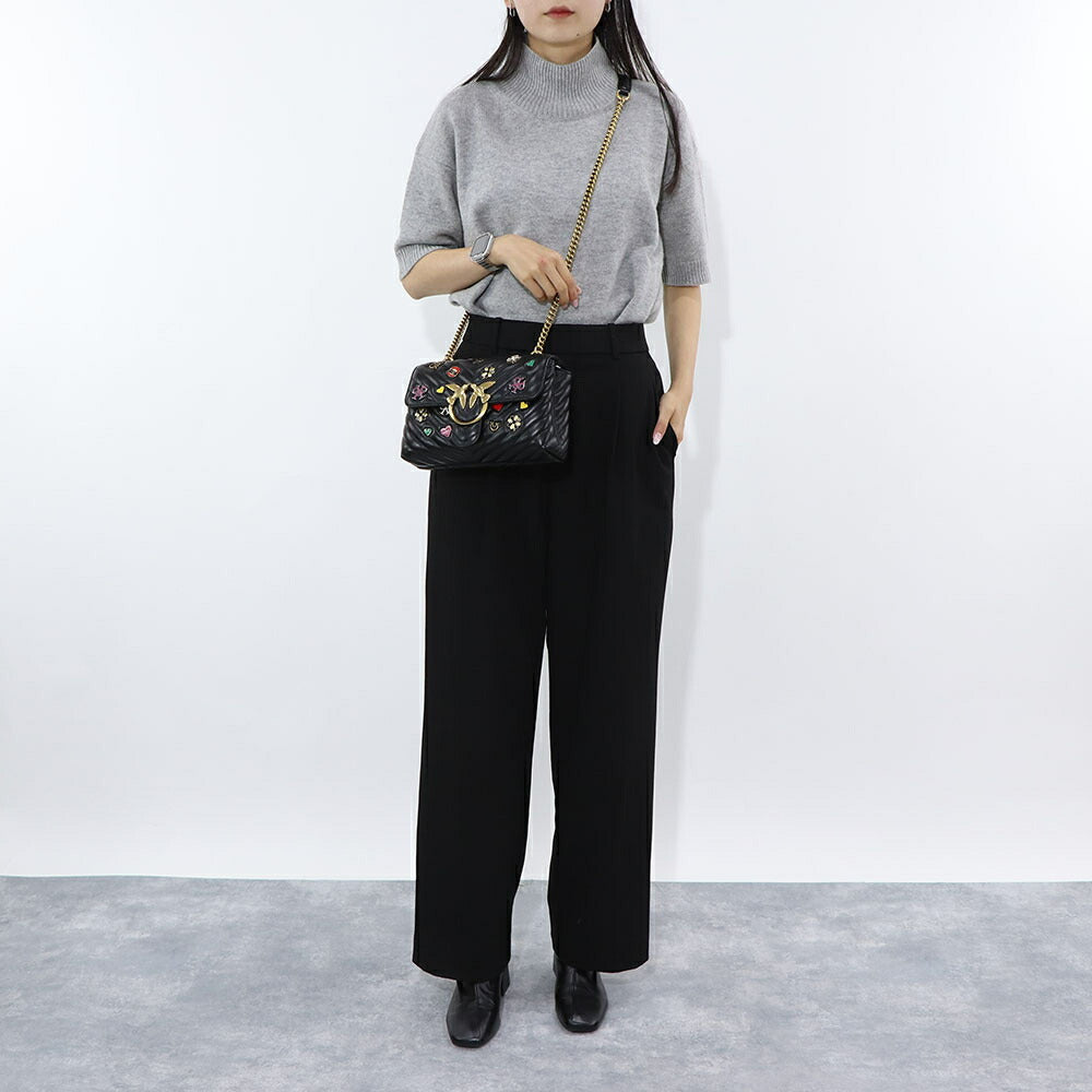 PINKO ショルダーバッグ ブラック レザー キルティング 100044-A125