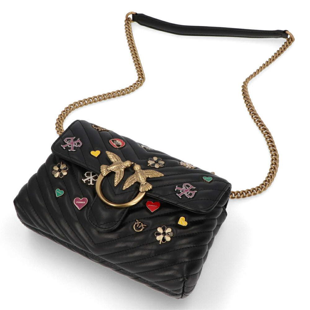PINKO ショルダーバッグ ブラック レザー キルティング 100044-A125