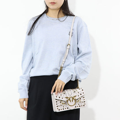 PINKO ショルダーバッグ ライトグレー レザー スタッズ 1P21V3-Y6MC