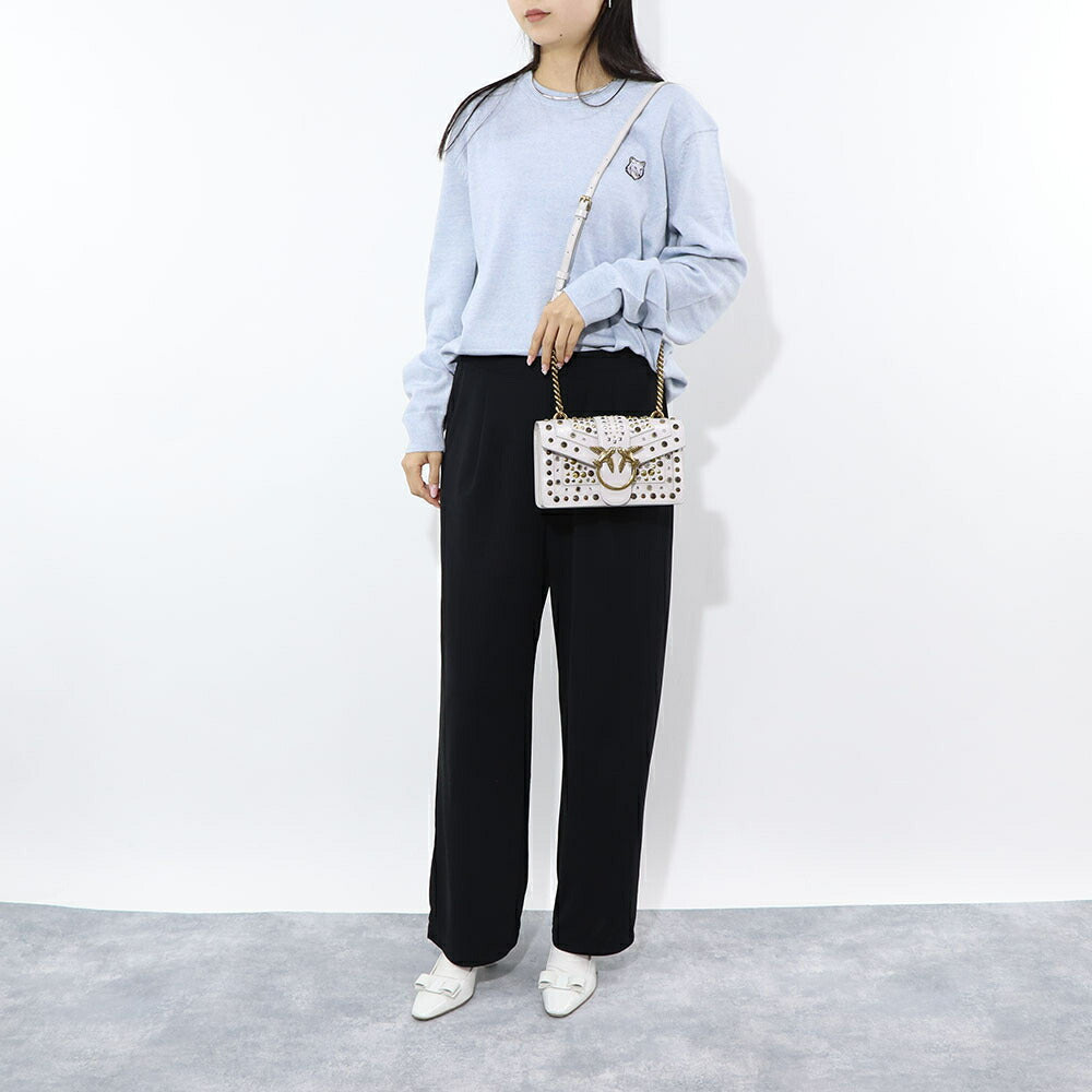 PINKO ショルダーバッグ ライトグレー レザー スタッズ 1P21V3-Y6MC