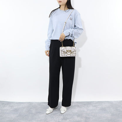 PINKO ショルダーバッグ ライトグレー レザー スタッズ 1P21V3-Y6MC