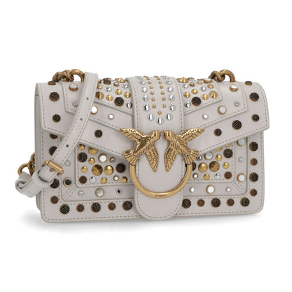 PINKO ショルダーバッグ ライトグレー レザー スタッズ 1P21V3-Y6MC