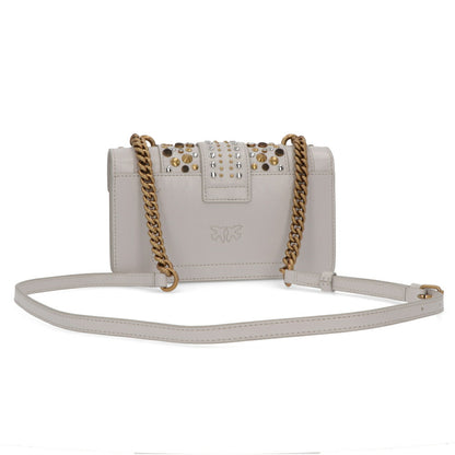 PINKO ショルダーバッグ ライトグレー レザー スタッズ 1P21V3-Y6MC