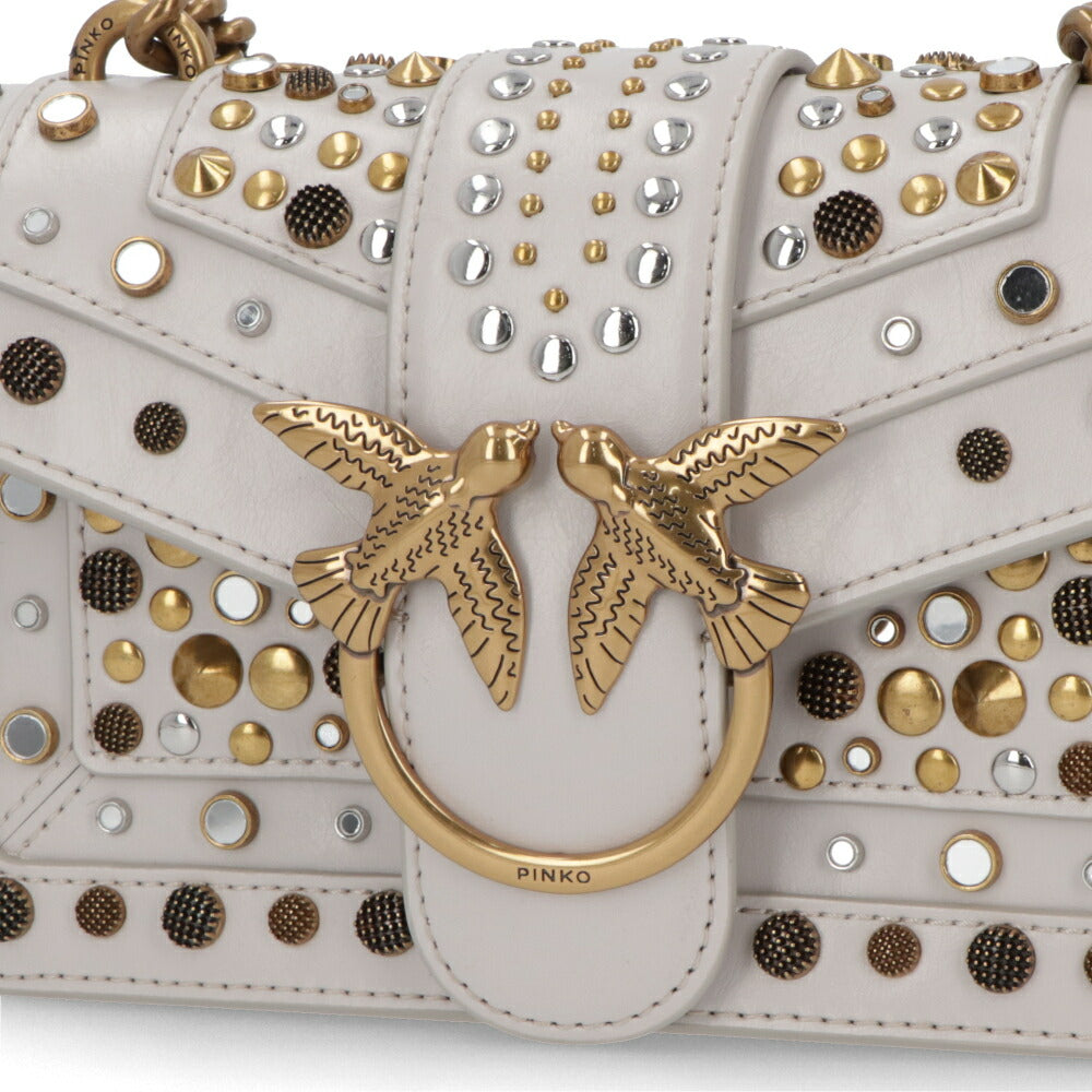 PINKO ショルダーバッグ ライトグレー レザー スタッズ 1P21V3-Y6MC