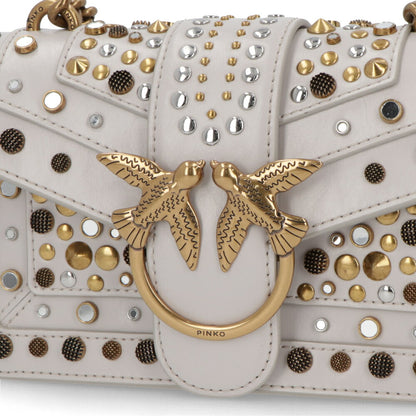 PINKO ショルダーバッグ ライトグレー レザー スタッズ 1P21V3-Y6MC