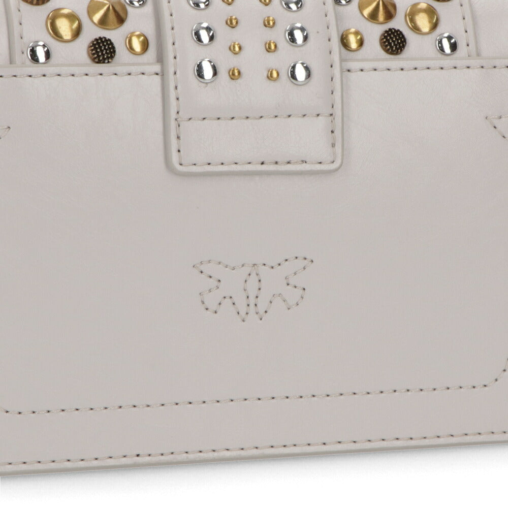 PINKO ショルダーバッグ ライトグレー レザー スタッズ 1P21V3-Y6MC