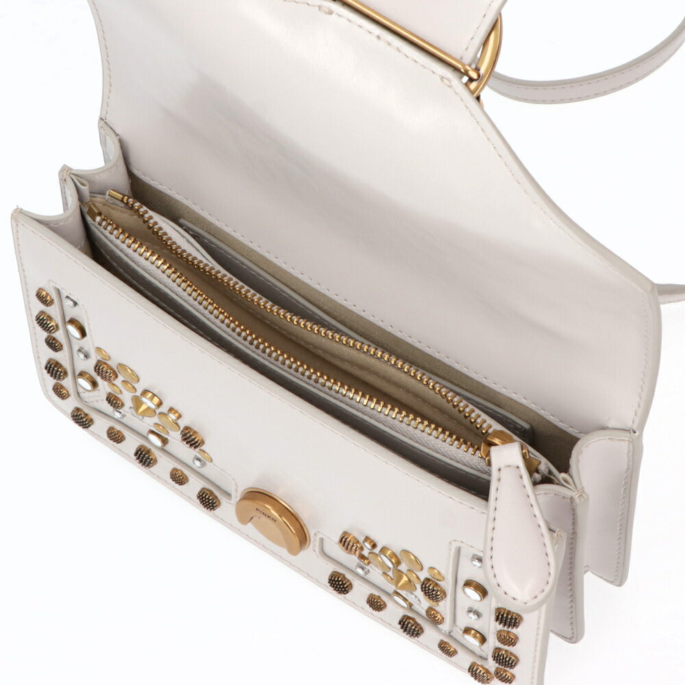 PINKO ショルダーバッグ ライトグレー レザー スタッズ 1P21V3-Y6MC