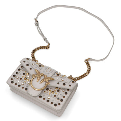 PINKO ショルダーバッグ ライトグレー レザー スタッズ 1P21V3-Y6MC