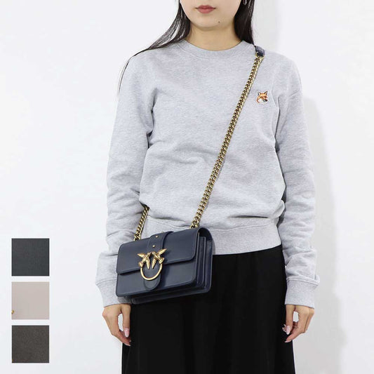 PINKO ショルダーバッグ ネイビー ブラック ライトグレー レザー 1P21ZS-Y6JC