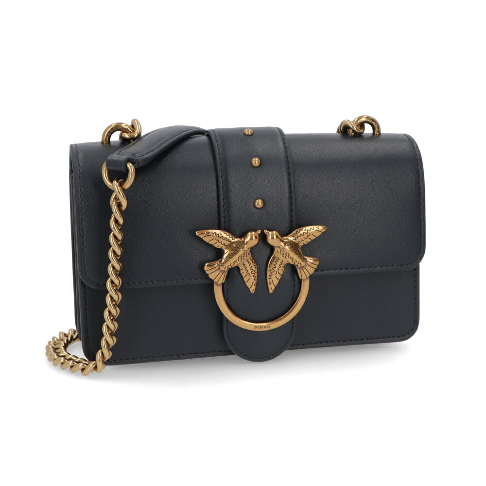 PINKO ショルダーバッグ ネイビー ブラック ライトグレー レザー 1P21ZS-Y6JC