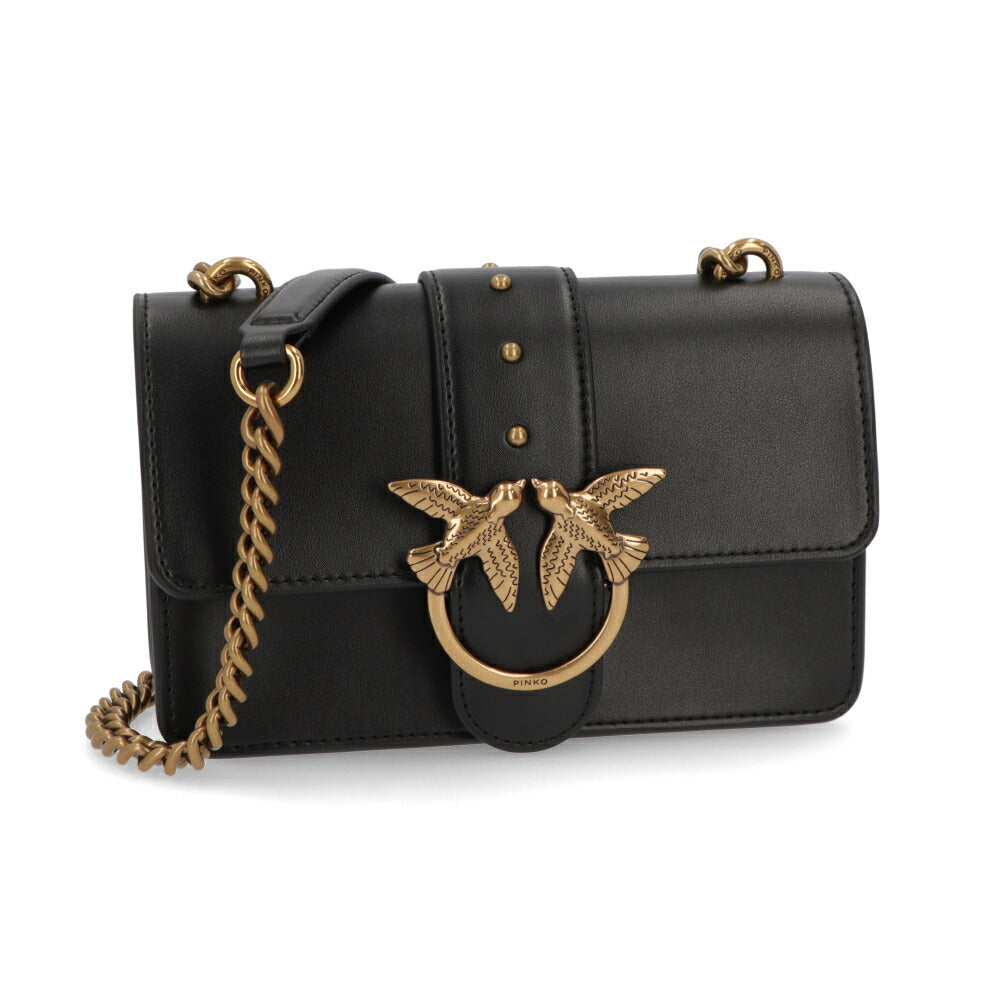 PINKO ショルダーバッグ ネイビー ブラック ライトグレー レザー 1P21ZS-Y6JC