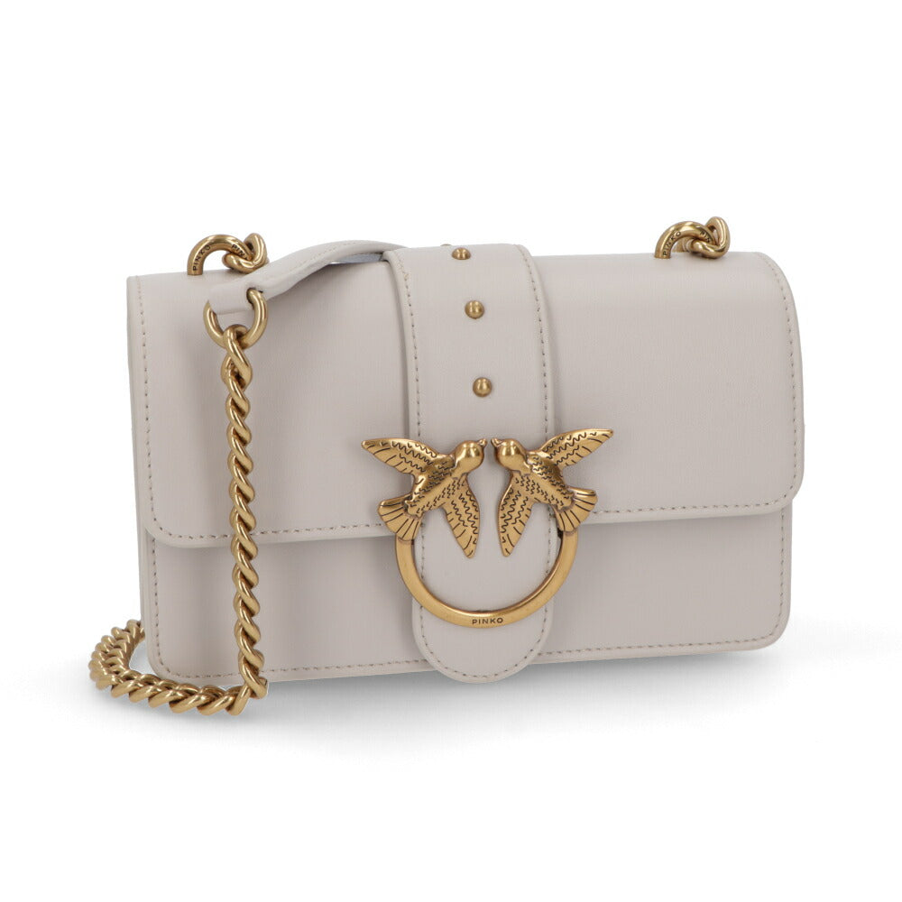 PINKO ショルダーバッグ ネイビー ブラック ライトグレー レザー 1P21ZS-Y6JC