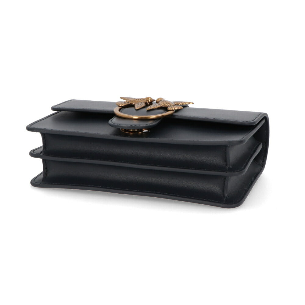 PINKO ショルダーバッグ ネイビー ブラック ライトグレー レザー 1P21ZS-Y6JC