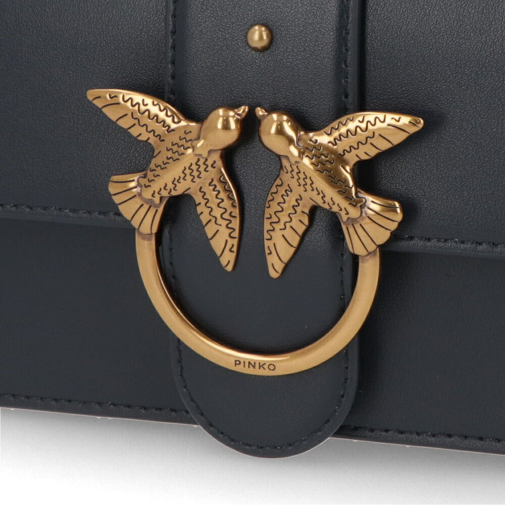 PINKO ショルダーバッグ ネイビー ブラック ライトグレー レザー 1P21ZS-Y6JC