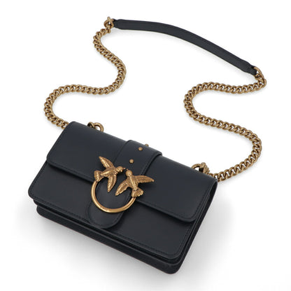 PINKO ショルダーバッグ ネイビー ブラック ライトグレー レザー 1P21ZS-Y6JC