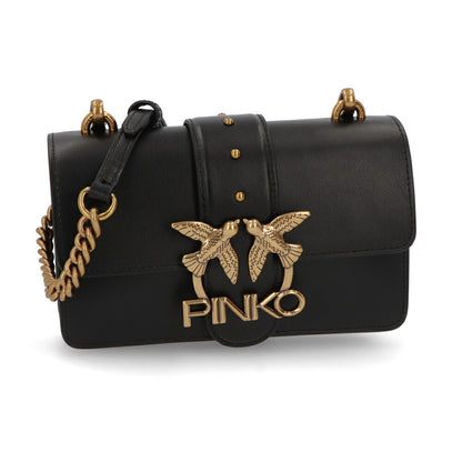 PINKO ショルダーバッグ ホワイト ブラック レザー ロゴ 1P22AF-Y6XT