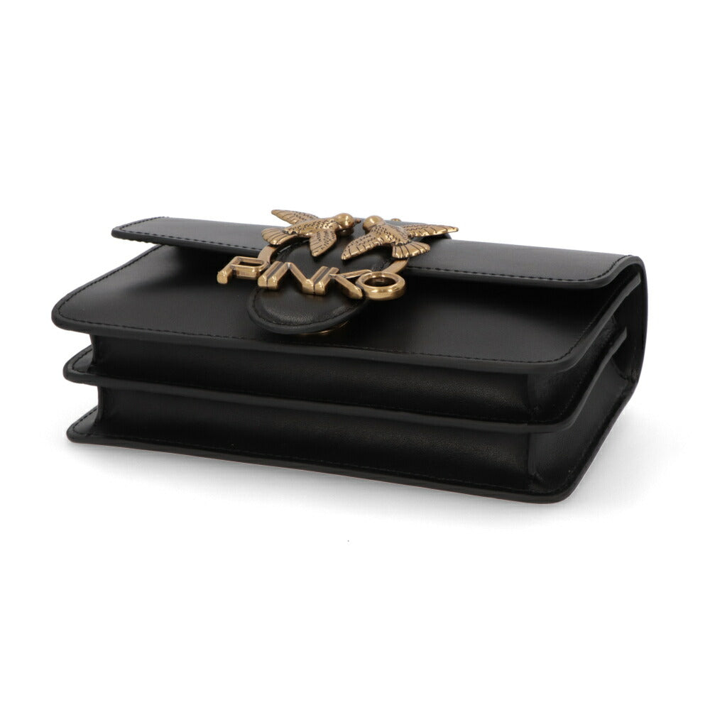 PINKO ショルダーバッグ ホワイト ブラック レザー ロゴ 1P22AF-Y6XT