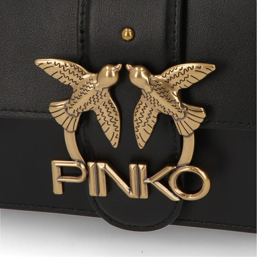 PINKO ショルダーバッグ ホワイト ブラック レザー ロゴ 1P22AF-Y6XT