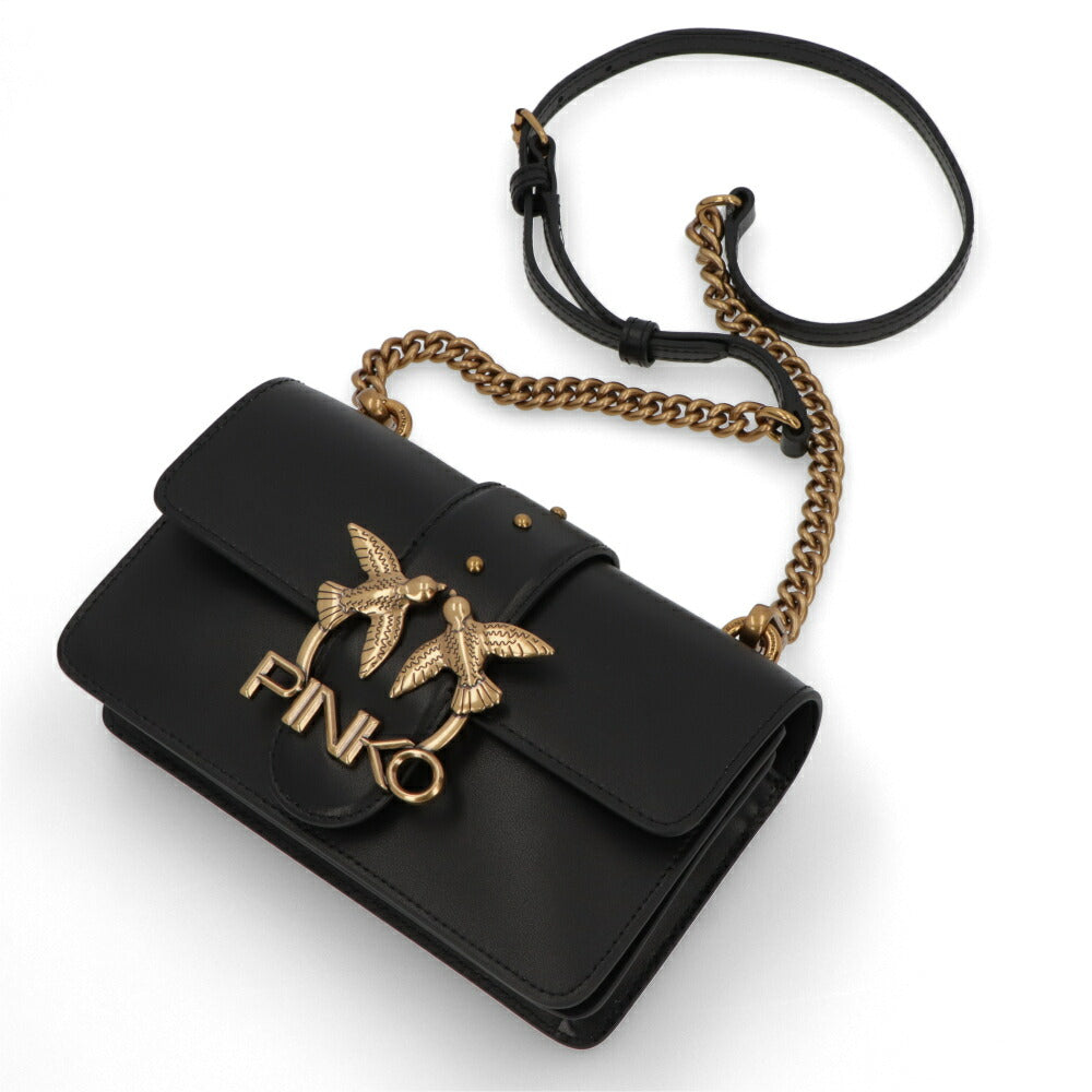 PINKO ショルダーバッグ ホワイト ブラック レザー ロゴ 1P22AF-Y6XT