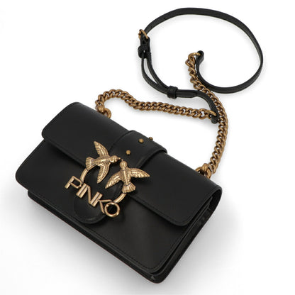 PINKO ショルダーバッグ ホワイト ブラック レザー ロゴ 1P22AF-Y6XT