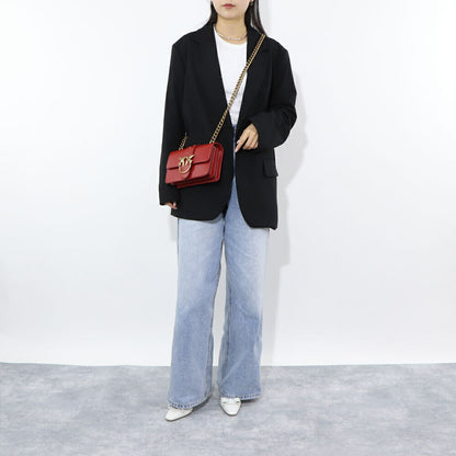 PINKO ショルダーバッグ レッド ブラック レザー 1P21TF-Y6JC